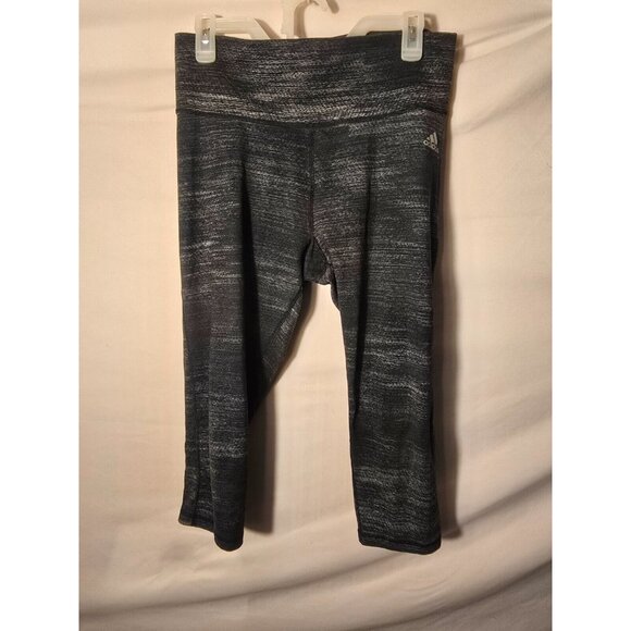 Adidas Gray Workout Leggings Pants Cropped Capri Womens Size Large L High RISE - Picture 1 of 3